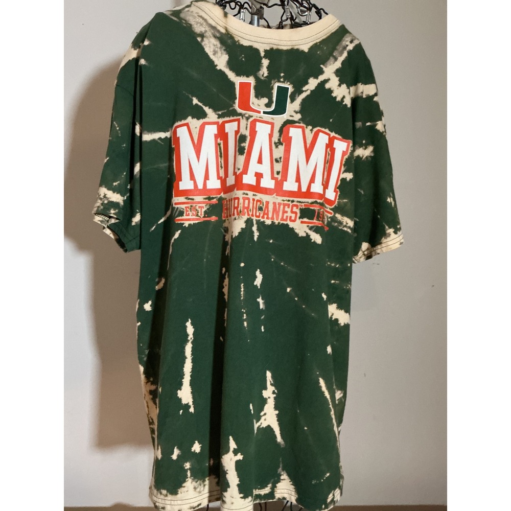 Box Seat Miami Hurricanes Tie Dye T-Shirt Mens Large Green Orange NCAA 2952X